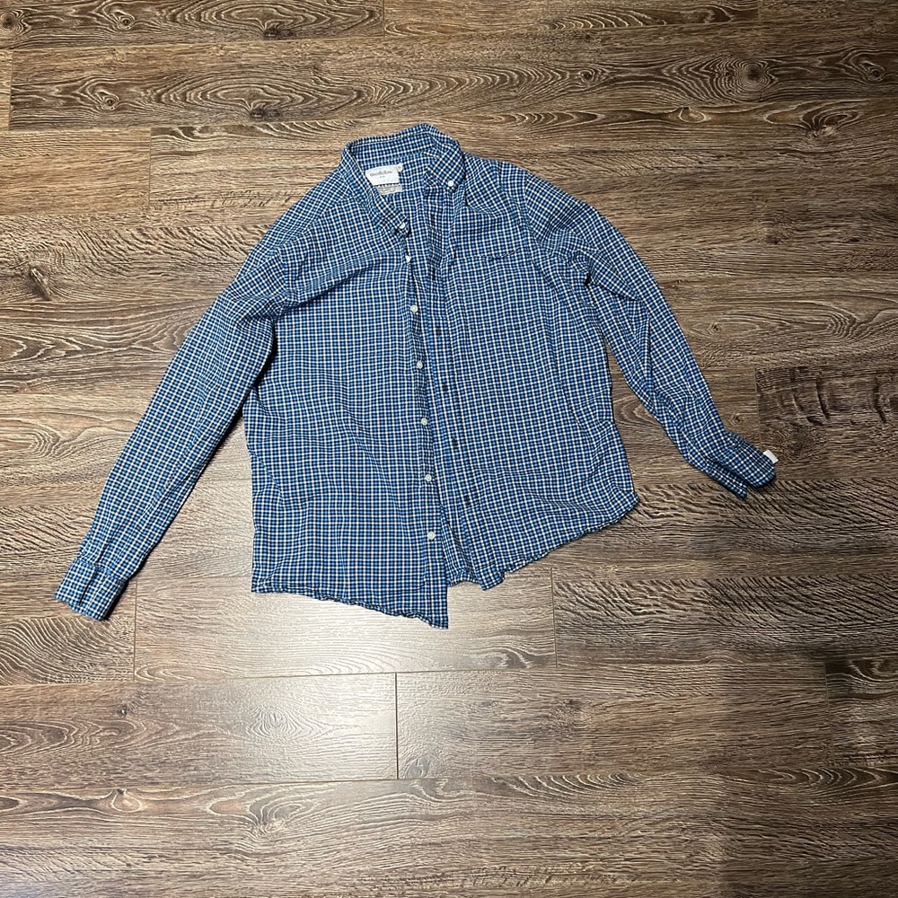 Goodfellows Dark Blue Plaid Button Up